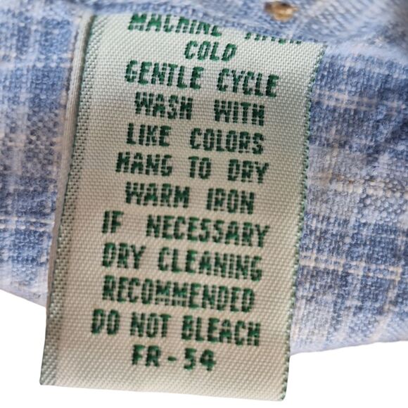 Baxter Brand Natural Clothing Shirt Linen Cotton Blend Blue Plaid L Band Collar - Picture 12 of 15